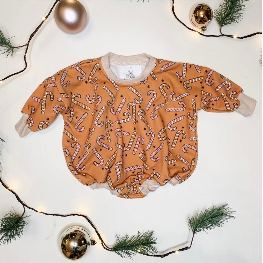 Addie Joy Oversized Cozy Romper Vintage Candycane Size 18-24 Months
